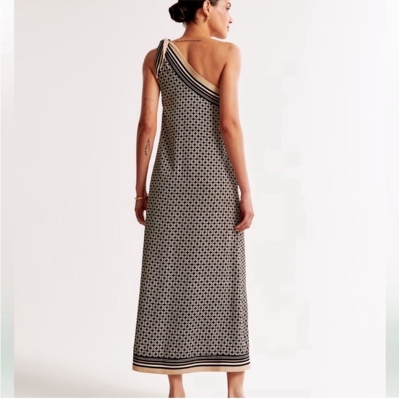 Abercrombie & Fitch One Shoulder Scarf‎ Bow Midi Dress XL Tall - Picture 2 of 9